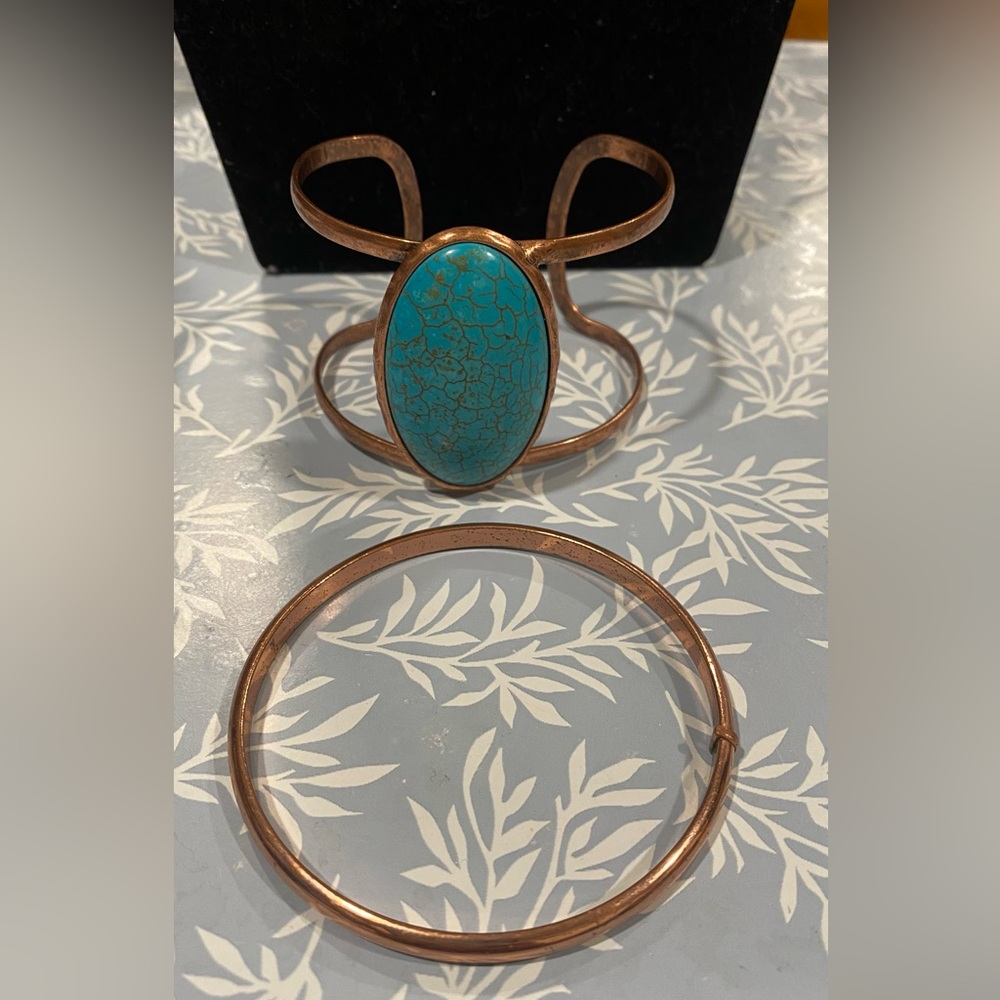 Turquoise and Copper Bracelet Set